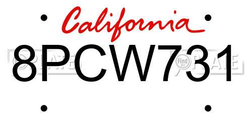 8PCW731 California License Plate