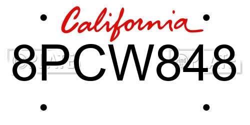 8PCW848 California License Plate