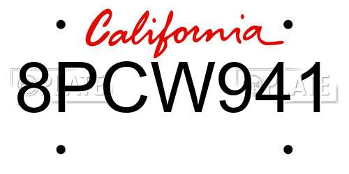 8PCW941 California License Plate