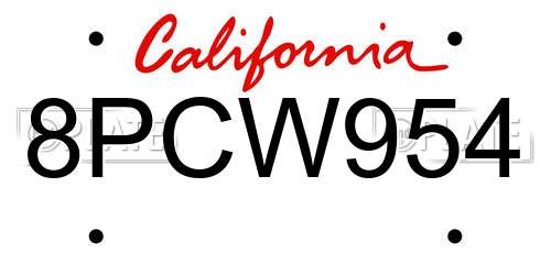 8PCW954 California License Plate