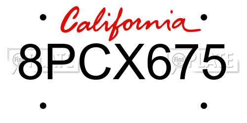 8PCX675 California License Plate