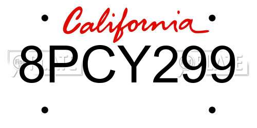 8PCY299 California License Plate