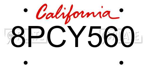8PCY560 California License Plate