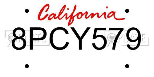 8PCY579 California License Plate