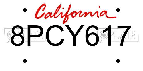 8PCY617 California License Plate