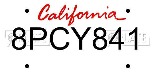 8PCY841 California License Plate