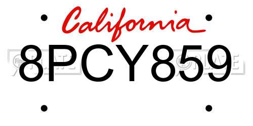 8PCY859 California License Plate