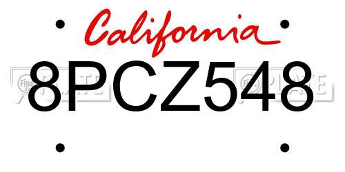 8PCZ548 California License Plate