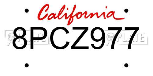 8PCZ977 California License Plate