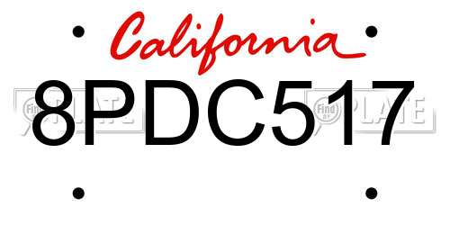 8PDC517 California License Plate