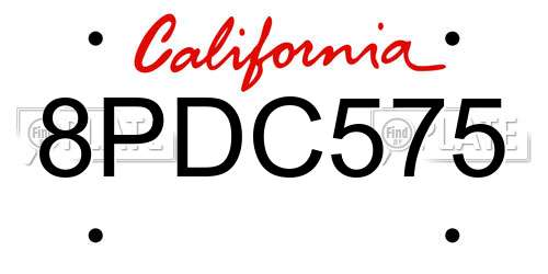 8PDC575 California License Plate