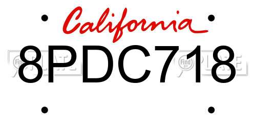 8PDC718 California License Plate
