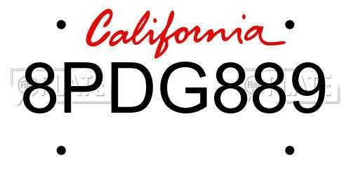 8PDG889 California License Plate