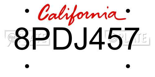 8PDJ457 California License Plate