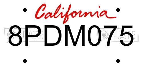 8PDM075 California License Plate