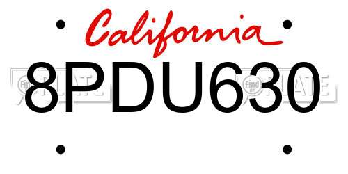 8PDU630 California License Plate