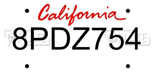 8PDZ754 California License Plate