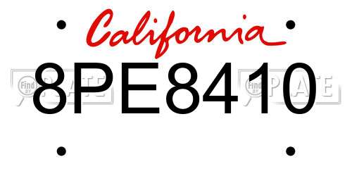 8PE8410 California License Plate