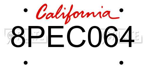 8PEC064 California License Plate