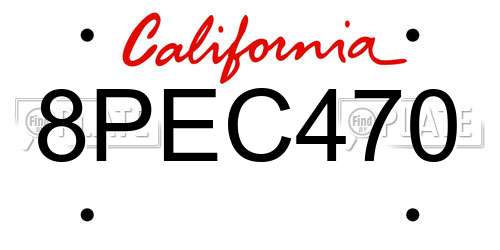 8PEC470 California License Plate