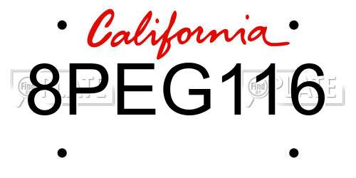 8PEG116 California License Plate