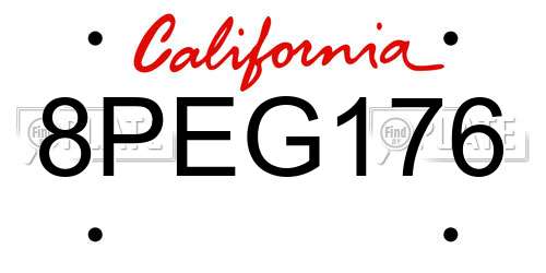 8PEG176 California License Plate