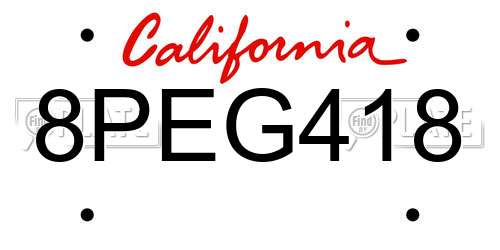 8PEG418 California License Plate