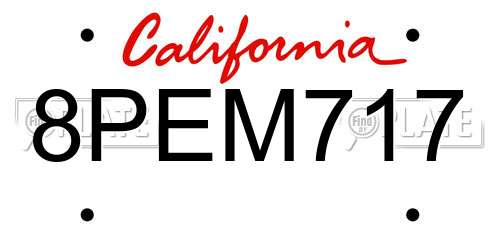 8PEM717 California License Plate