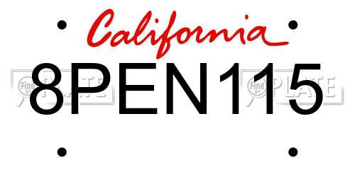 8PEN115 California License Plate