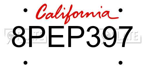 8PEP397 California License Plate