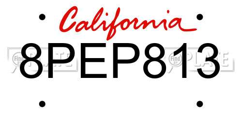 8PEP813 California License Plate