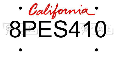 8PES410 California License Plate