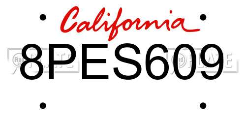 8PES609 California License Plate