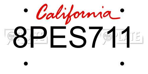 8PES711 California License Plate