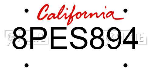8PES894 California License Plate
