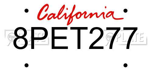 8PET277 California License Plate