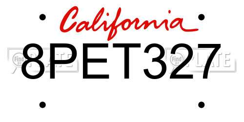 8PET327 California License Plate