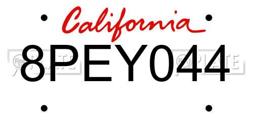 8PEY044 California License Plate