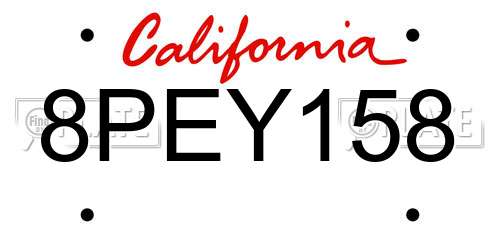 8PEY158 California License Plate
