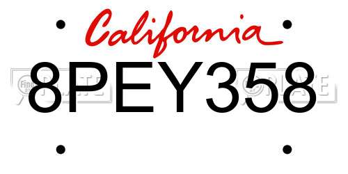 8PEY358 California License Plate