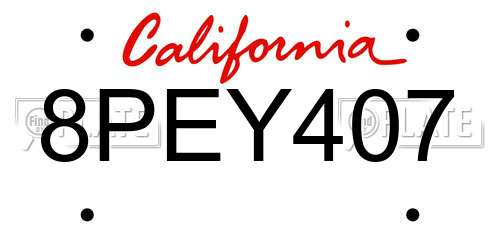 8PEY407 California License Plate