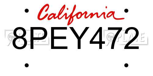 8PEY472 California License Plate