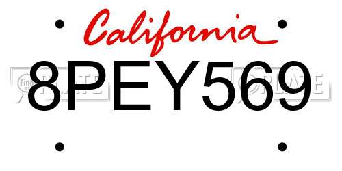 8PEY569 California License Plate