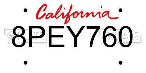 8PEY760 California License Plate
