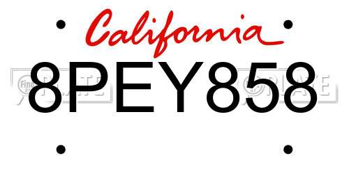 8PEY858 California License Plate