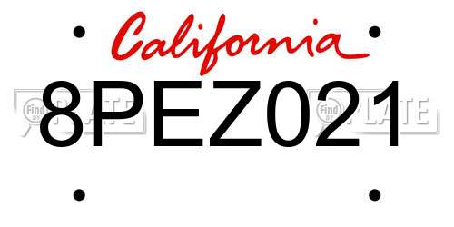 8PEZ021 California License Plate