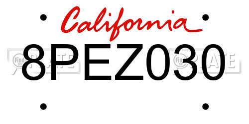 8PEZ030 California License Plate