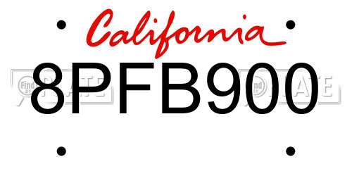 8PFB900 California License Plate
