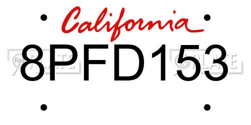 8PFD153 California License Plate
