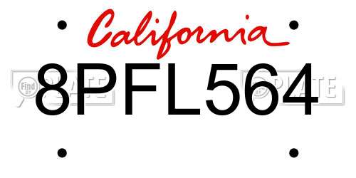 8PFL564 California License Plate